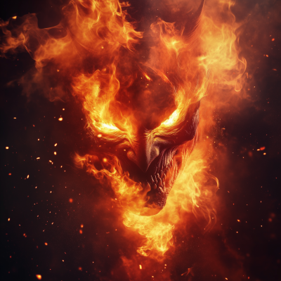 Hot Fire Scene with Devil Background