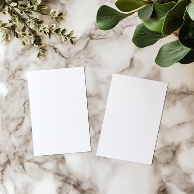 Art Prints Mockup on Marble Desk