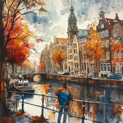 Acrylic Painting of Amsterdam