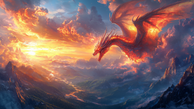 Majestic Dragon Over Mountains