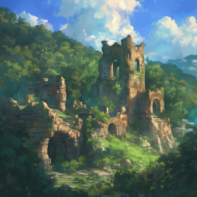 Ruins in the Pine Forest