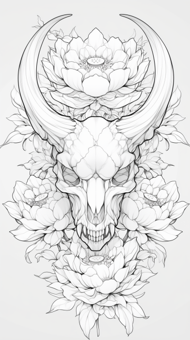 Elegant Hannya Mask Coloring Page