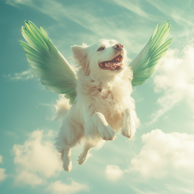 Flying Dog with Green Wings