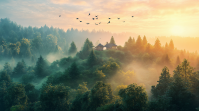 Sunrise Over Forest Bungalow