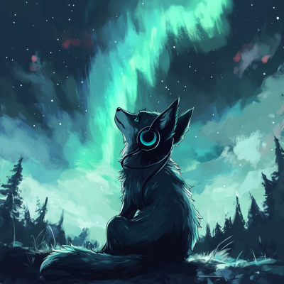 Fox Under Aurora Borealis