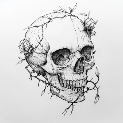 Skull Linework Illustration