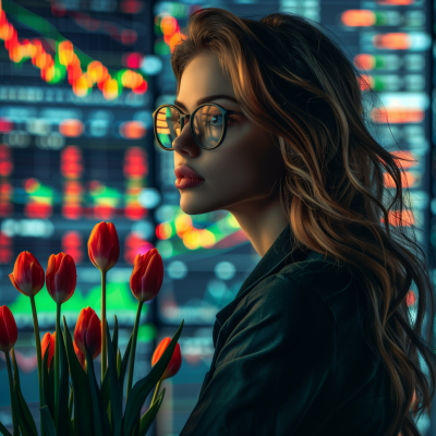 Financial Woman with Tulips