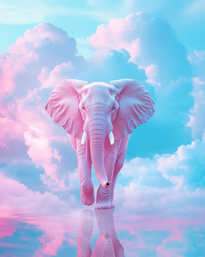 Dreamy Elephant in Clouds