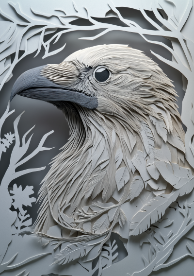 Raven Cut Paper Art