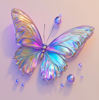 Iridescent Butterfly in Pastel