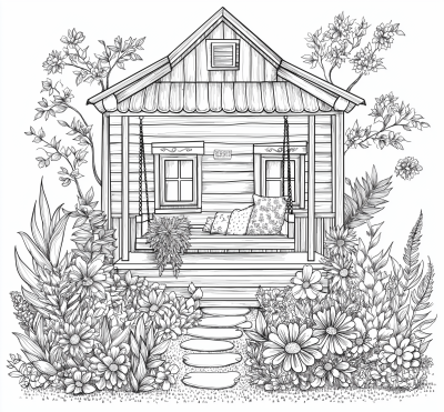 Simple House Coloring Page