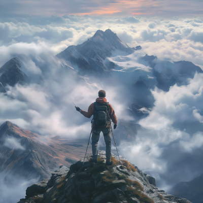 Mountain Climber at Peak