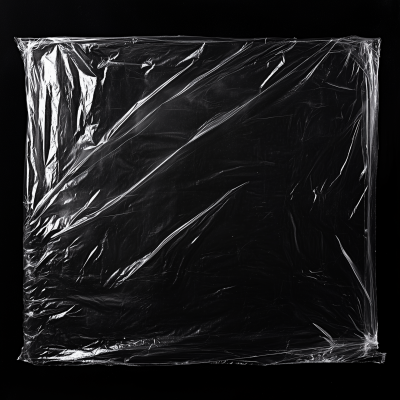 Plastic Wrap on Black Background