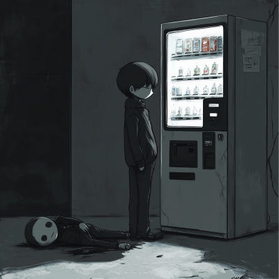 Fallen Man by Vending Machine