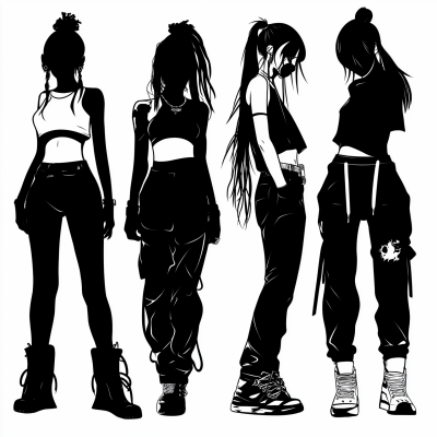 Stylized Females Silhouette