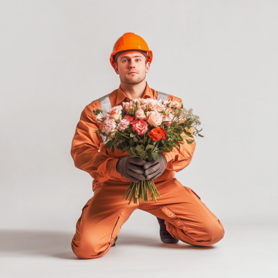 Engineer Presenting Flowers