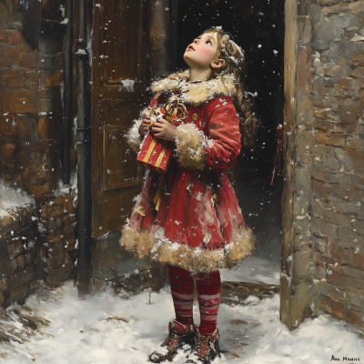 Victorian Girl with Present