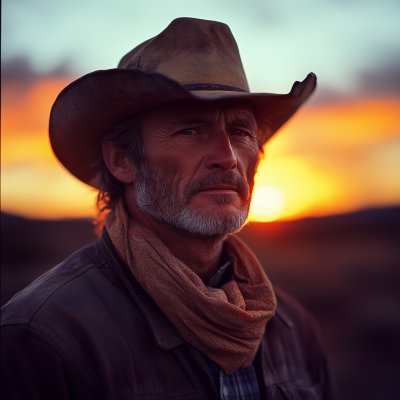 Cowboy at Sunset