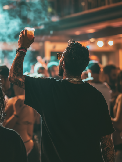 Latino Guy Dancing at a Bar