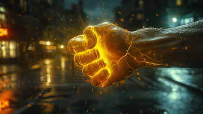 Glowing Fist on New York Street