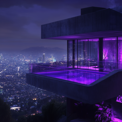 Cyberpunk Mansion at Night