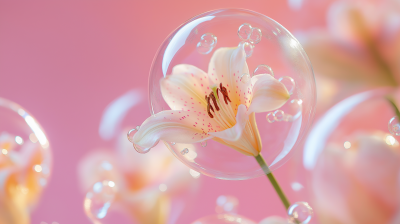 Flower in Pink Bubbles