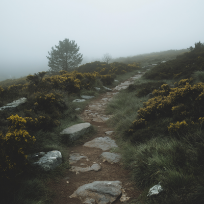 Rocky Trail in Mist