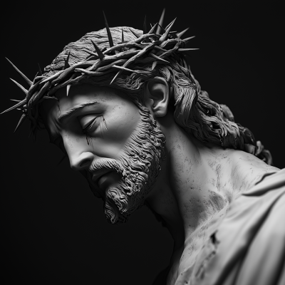 Black and White Jesus Sculpture