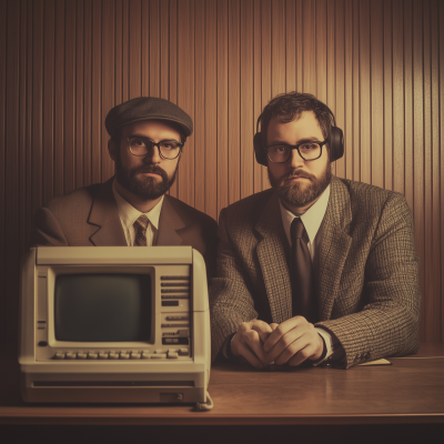 Vintage Gentlemen at Computer