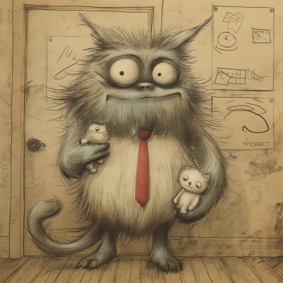 Hairy Monster with Kittens