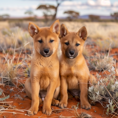 Two Cute Dingo Puppies