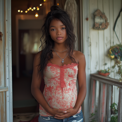 Pregnant Teen on Porch