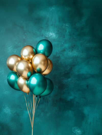 Teal and Gold Balloon Backdrop