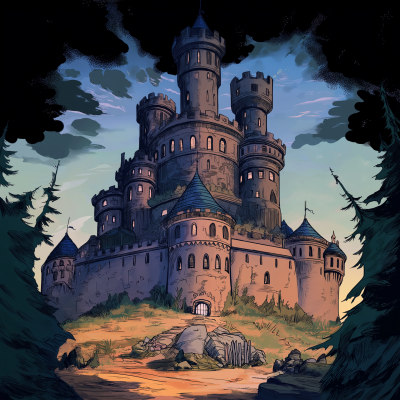 Medieval Castle in Comic Style