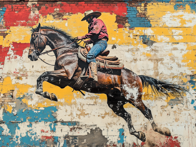 Cowboy on Rodeo Horse