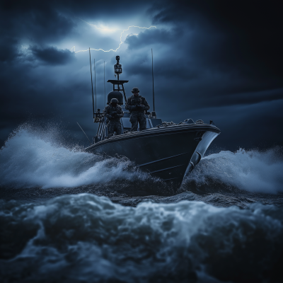 Navy SEAL in Stormy Waters