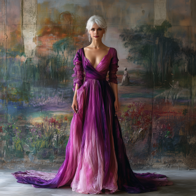 Elegant Woman in Garden