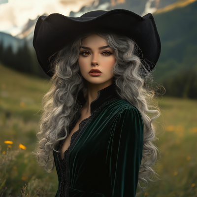 Young Woman in Alpine Meadow