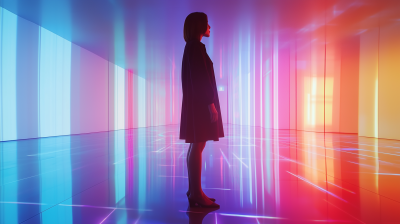 Standing Woman on High-Tech Floor