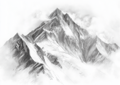 Pencil Sketch of Mount Everest