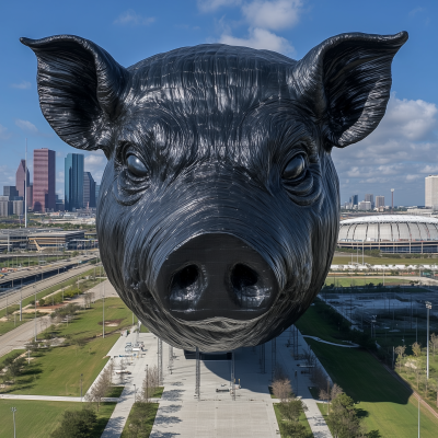 Giant Black Pig Over Houston