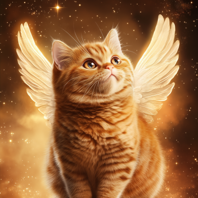 Exotic Red Cat with Angel Wings