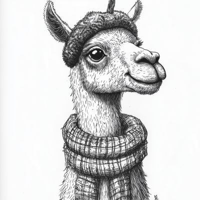 Happy Llama with Scarf