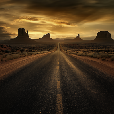 Desert Road at Sunset