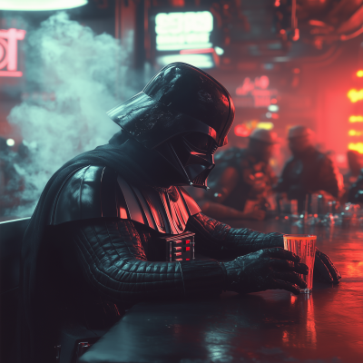 Darth Vader in Cyberpunk Bar