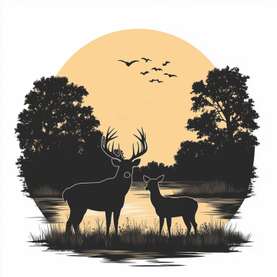 Silhouette Whitetail Buck Logo
