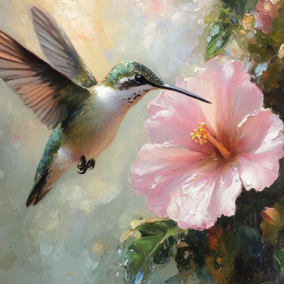 Hummingbird and Flower