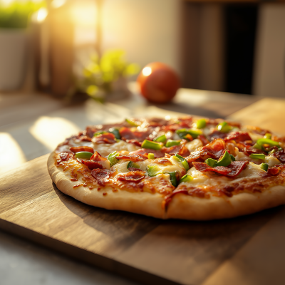 Delicious Bacon and Green Pepper Pizza