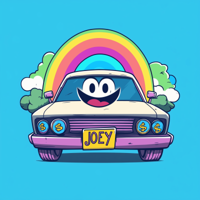 Smiley Car with Rainbow