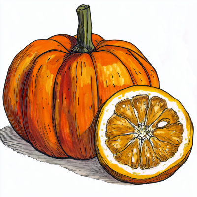 Colorful Pumpkin Drawing